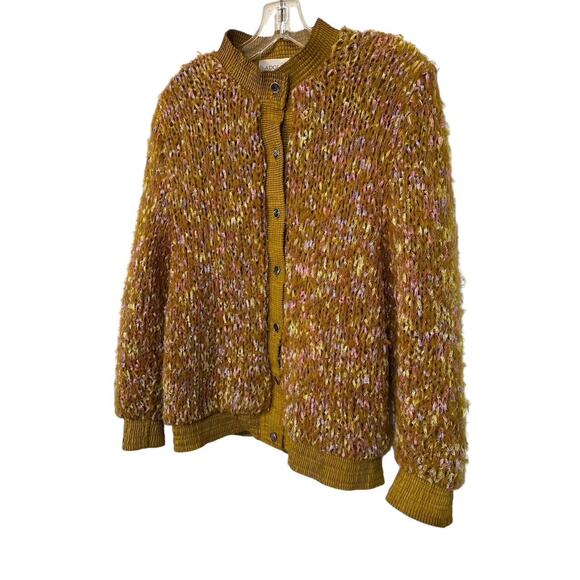 VINTAGE 80S ADOLFO SPORT MOHAIR RIBBION RAINBOW OVERSIZE CARDIGAN JACKET SZ M - Picture 1 of 6